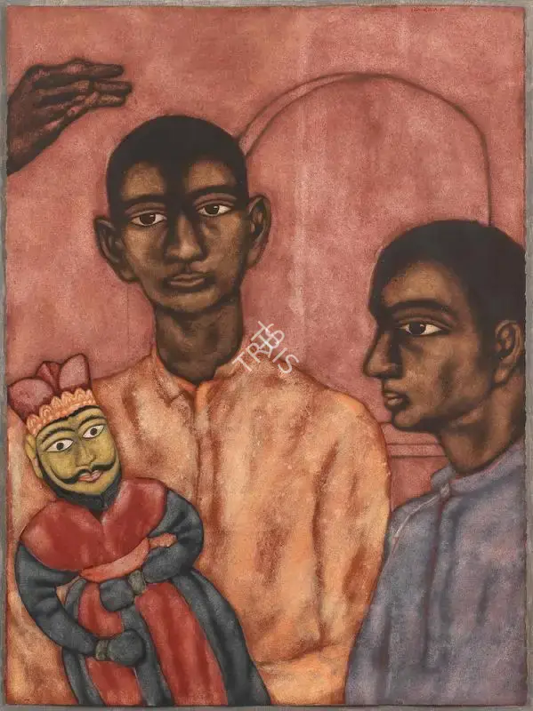 Panchal, Shanti (Artist). Untitled (Children with Puppet). Watercolour on paper, n.d. | Painting | FineArts | 00352424