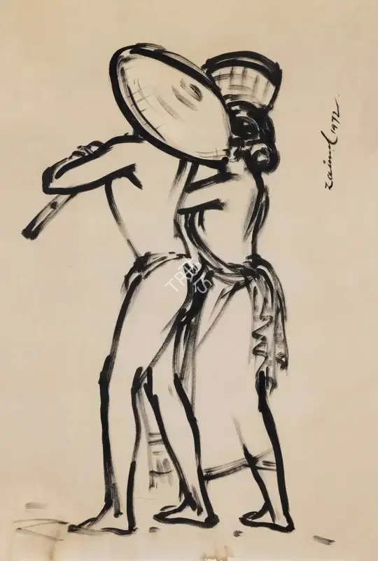 Abedin, Zainul (Artist). Untitled. Ink on paper laid on card, 1972 | Painting | EconomicsArt | 00869650