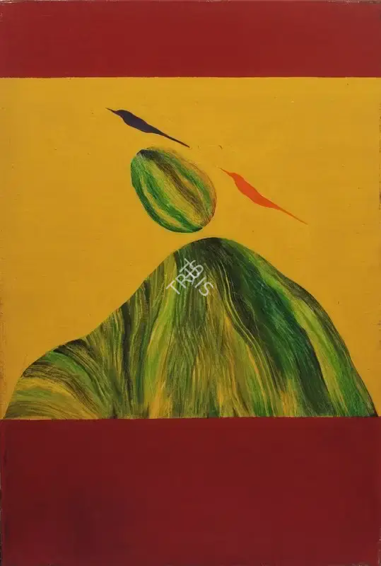 Swaminathan, J. (Artist). Untitled (Bird and Rock over Mountain), 1986 | Painting