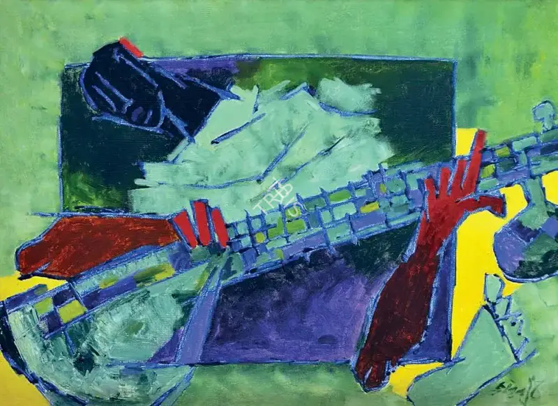 Husain, M.F. (Artist). Green Song. Oil on canvas, 1970s | Painting | FineArts | 00645930