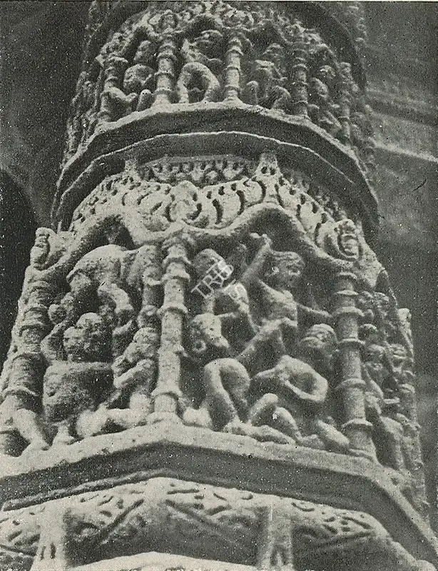 Unknown (Artist). Detail of Nritya-sabha Pillar. n.d. | Marg, July 1951 | Sculpture | FineArts | 00673892