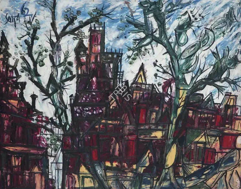 Souza, F.N. (Artist). Untitled (Landscape), 1962 | Painting