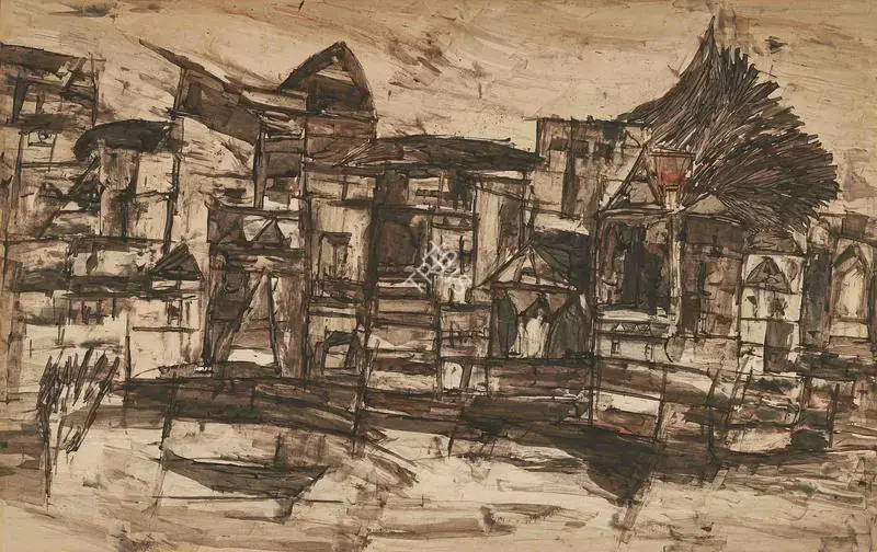 Ramkumar (Artist). Benaras. Acrylic on canvas, 1983 | Painting | FineArts | 00418514