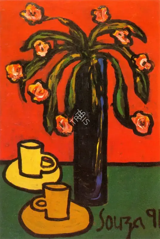 Souza, F.N. (Artist). Flower Vase, 1991 | Painting