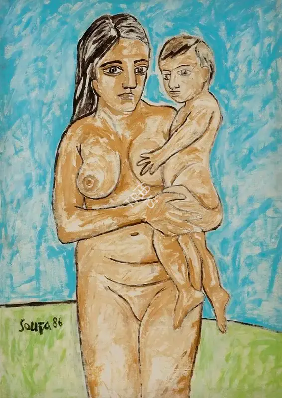 Souza, F.N. (Artist). Mother And Child, 1986 | Painting