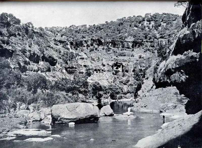 Unknown (Photographer). The Romantic Scenery of Ajanta. n.d. | Contemporary Photograph, Marg, October 1948 | ArcHeritage | 00512927