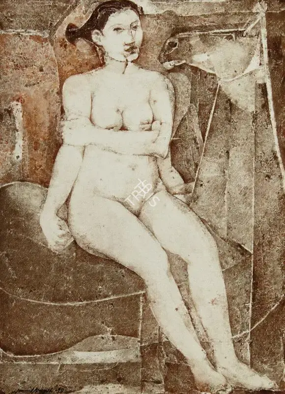 Naqsh, Jamil (Artist). Untitled (Nude with Horse). Mixed media on paper, 1998 | Painting  | 00880169