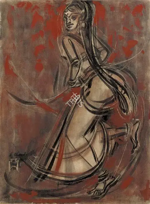 Chavda, Shiavax (Artist). Bharata Natyam Dancer, n.d. | Painting