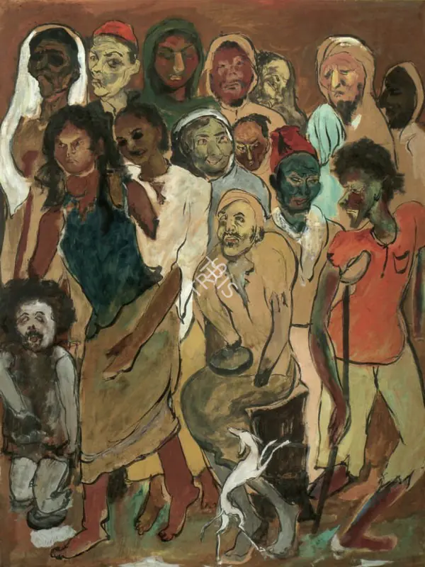 Ara, K.H. (Artist). Untitled (Beggards of Bombay), n.d. | Painting