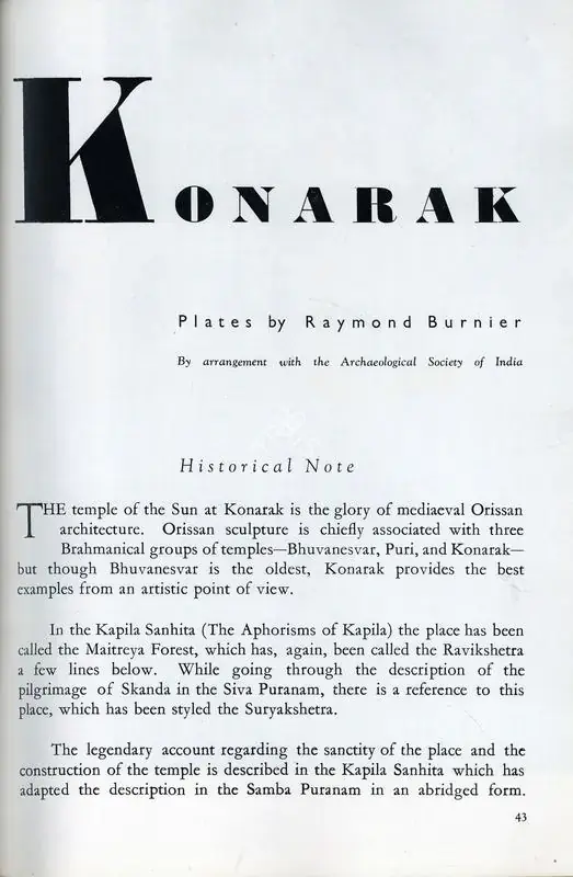 Burnier, Raymond (Photographer). Konarak - Historical Note. In Marg. 2(2), pp. 43-55, 60. Bombay: Modern Architectural Research Group, February 1948 | Essay | ArcHeritage | 00668758