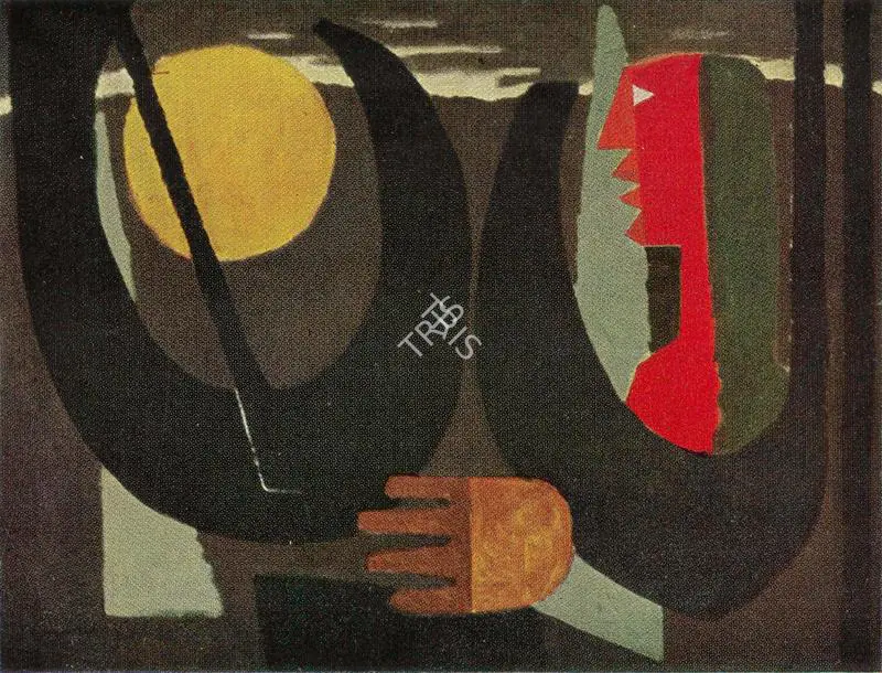 De, Biren (Artist). The Apparition. Oil, 1958 | Lalit Kala Contemporary, April 1967 | Painting | FineArts | 00534944