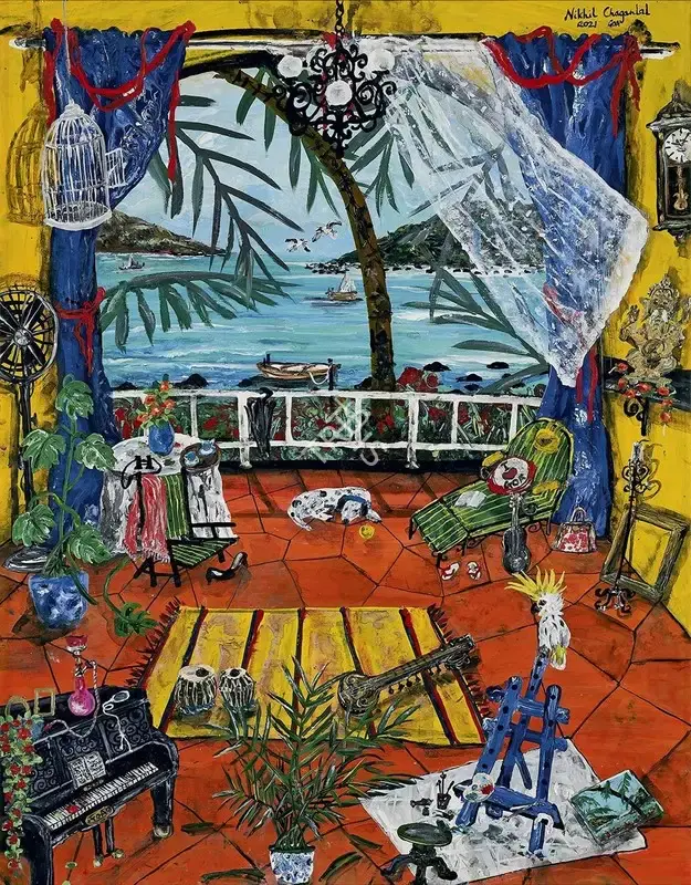 Chaganlal, Nikhil (Artist). Patio By The Sea, 2021 | Painting