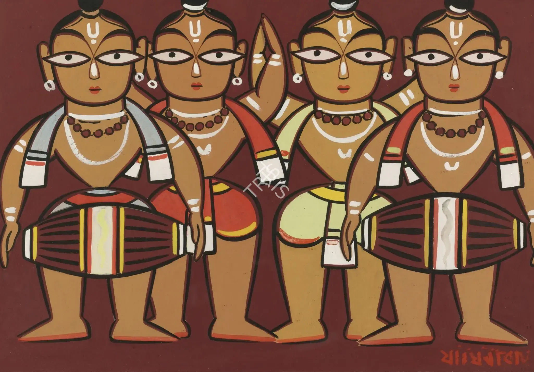 Roy, Jamini (Artist). Untitled (Drummers), n.d. | Painting