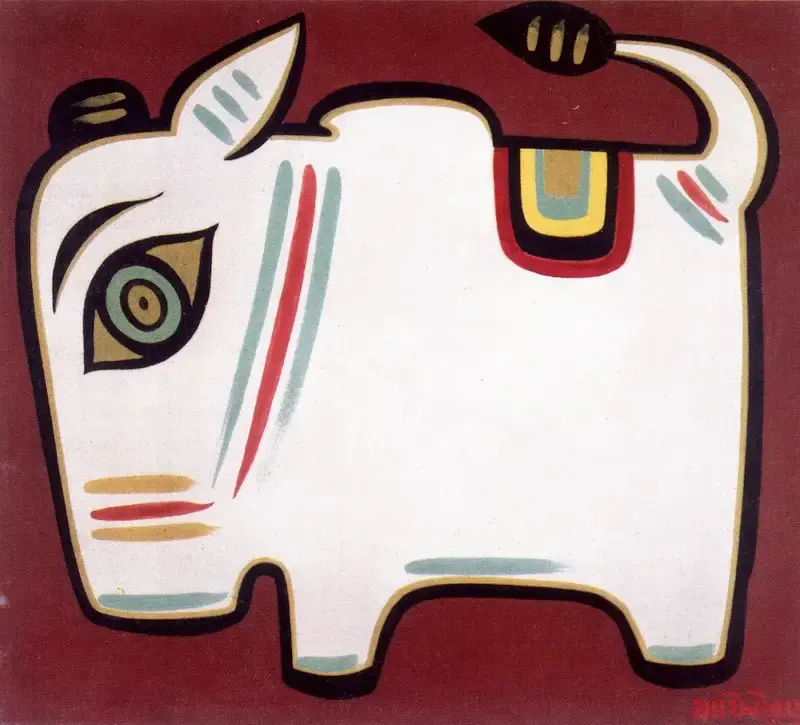 Roy, Jamini (Artist). Bull, n.d. | Painting