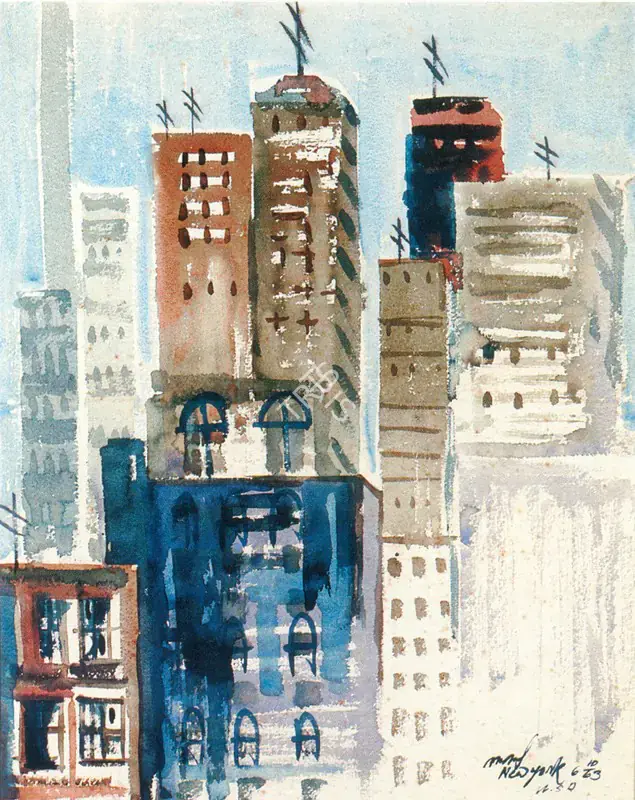 Ghose, Gopal (Artist). Manhattan, New York, 1963 | Painting