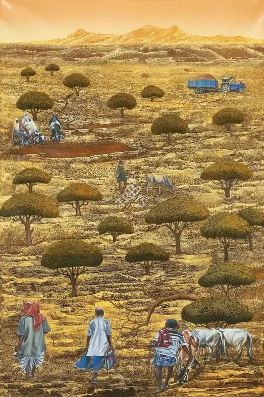 Mohapatra, Jagannath (Artist). Surface of my Village Land, n.d. | Painting
