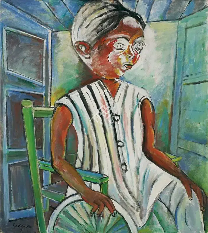 Sen, Paritosh (Artist). Boy on a Wheelchair, 1997 | Painting