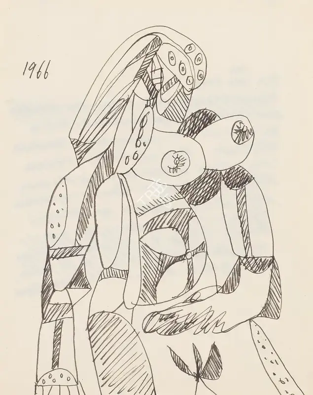 Souza, F.N. (Artist). Untitled (Woman), 1966 | Drawing