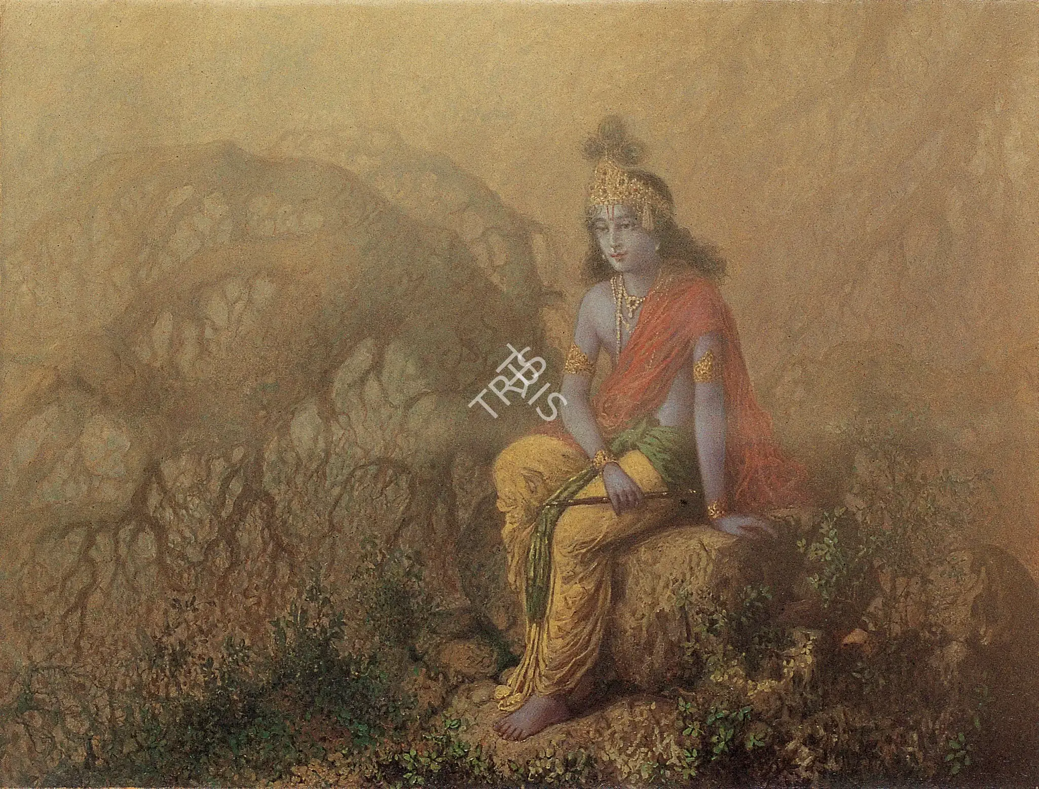 Bukhsh, Ustad Allah (Artist). Krishna In Contemplation, early 1930s | Painting