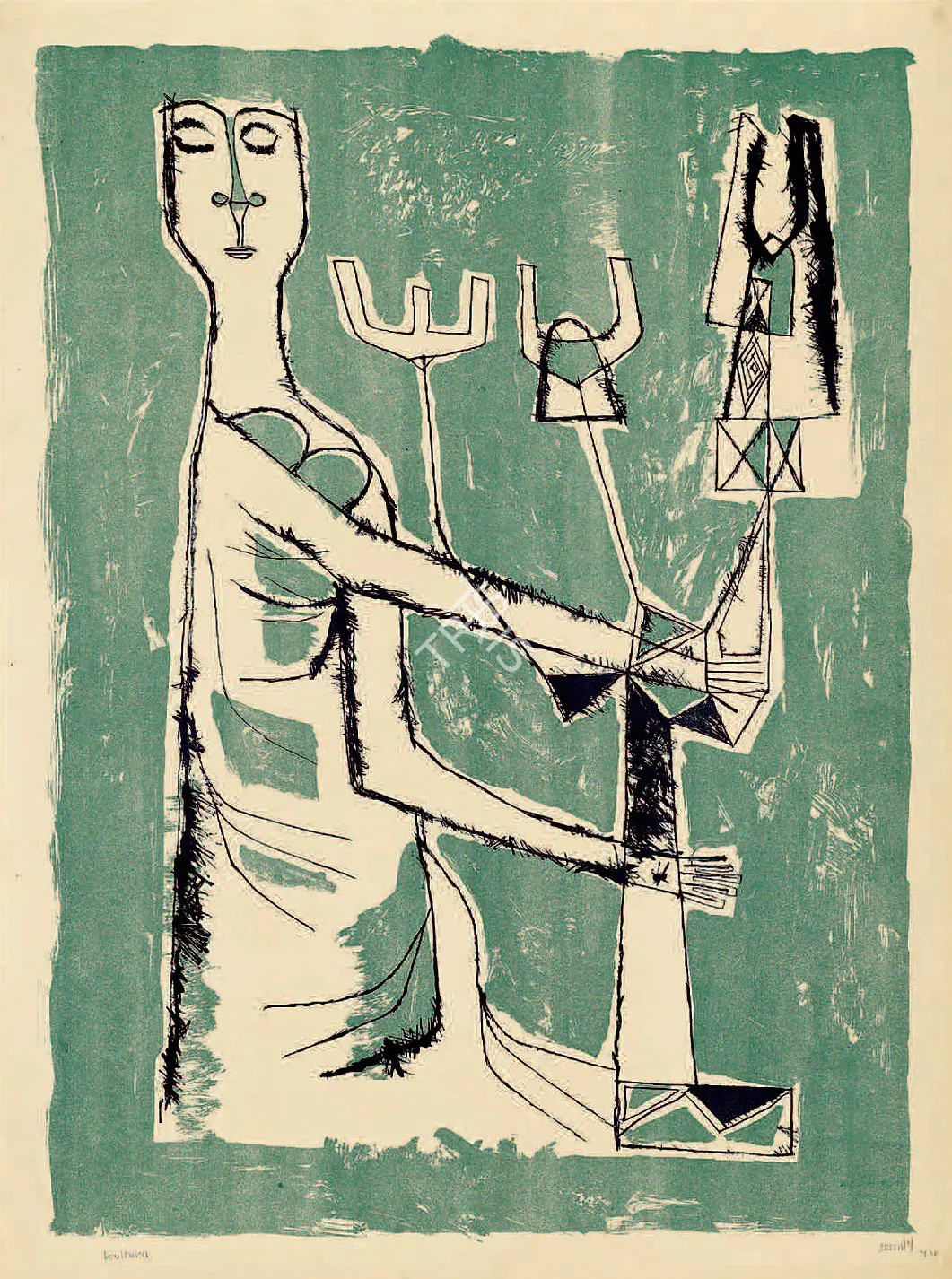 Gaitonde, V.S. (Artist). Kultura, 1957 | Graphic Art