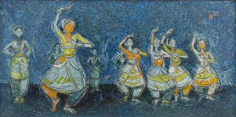 Chavda, Shiavax (Artist). Bharata Natyam Class, n.d. | Painting