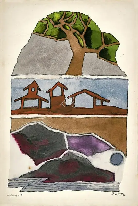 Husain, M.F. (Artist). Landscape I - Kerala, 1986 | Painting