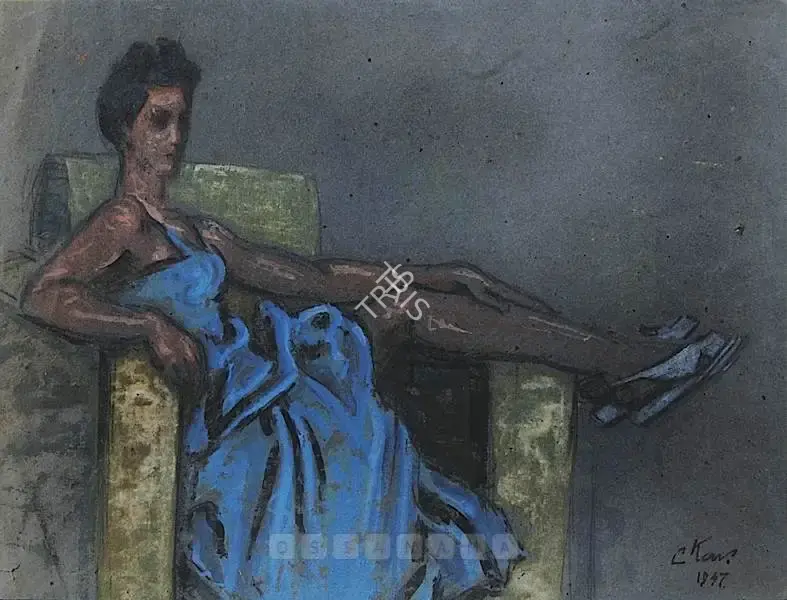 Kar, Chintamoni (Artist). Untitled (Female Study), 1947 | Painting