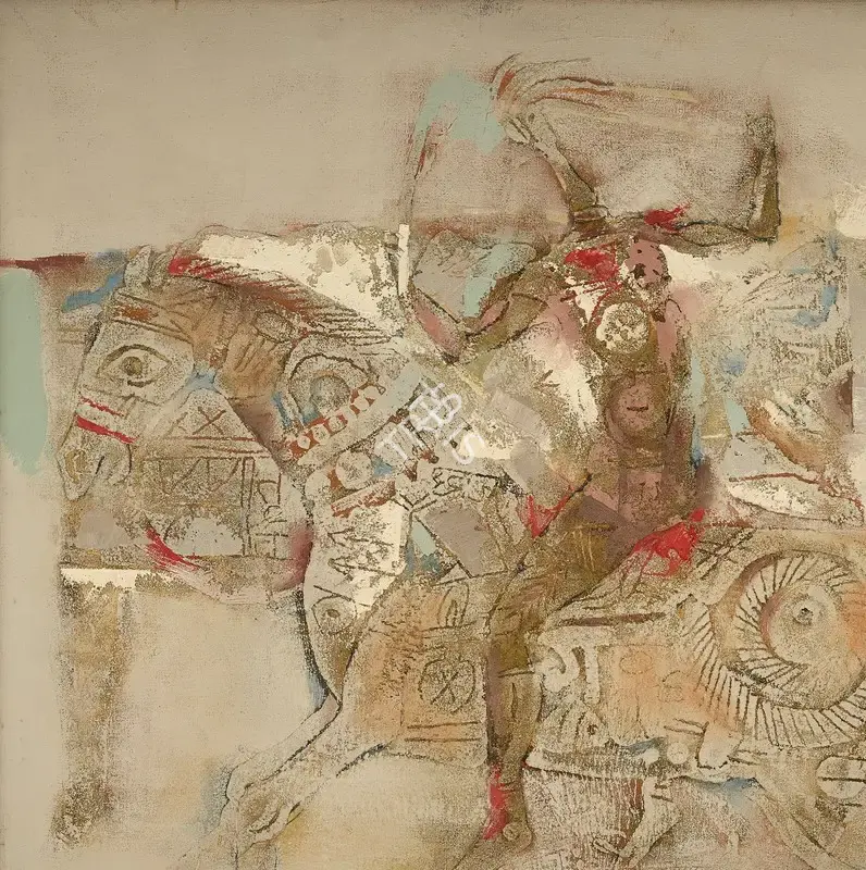Adivrekar, Gopal S. (Artist). Horse Rider. Mixed media on canvas, 1970s | Painting | FineArts | 00337431