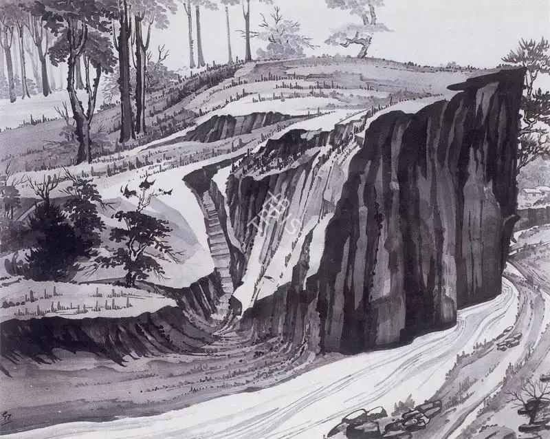 Tagore, Gaganendranath (Artist). Black Cliffs. Watercolour on paper, n.d. | Painting  | 00876875