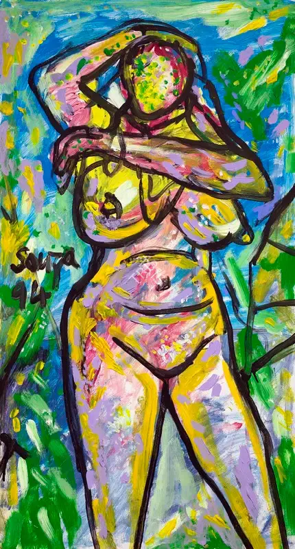 Souza, F.N. (Artist). Untitled (Standing Nude), 1994 | Painting