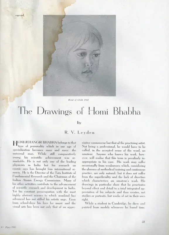 Leyden, R. Von (Essayist). The Drawings of Homi Bhabha. In Marg. 6(3), pp. 32-37. Bombay: Marg, June 1953 | Essay | FineArts | 00668817