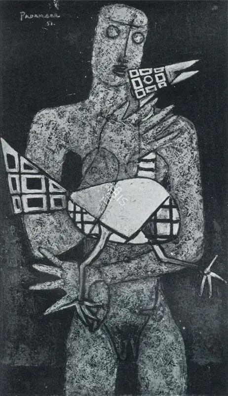 Padamsee, Akbar (Artist). Woman with Bird, 1951 | Painting