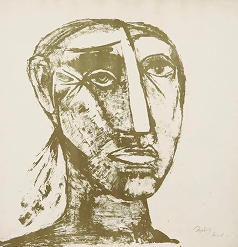 Mehta, Tyeb (Artist). Head. Lithograph on paper, 1957 | Graphic Art | FineArts | 00331673