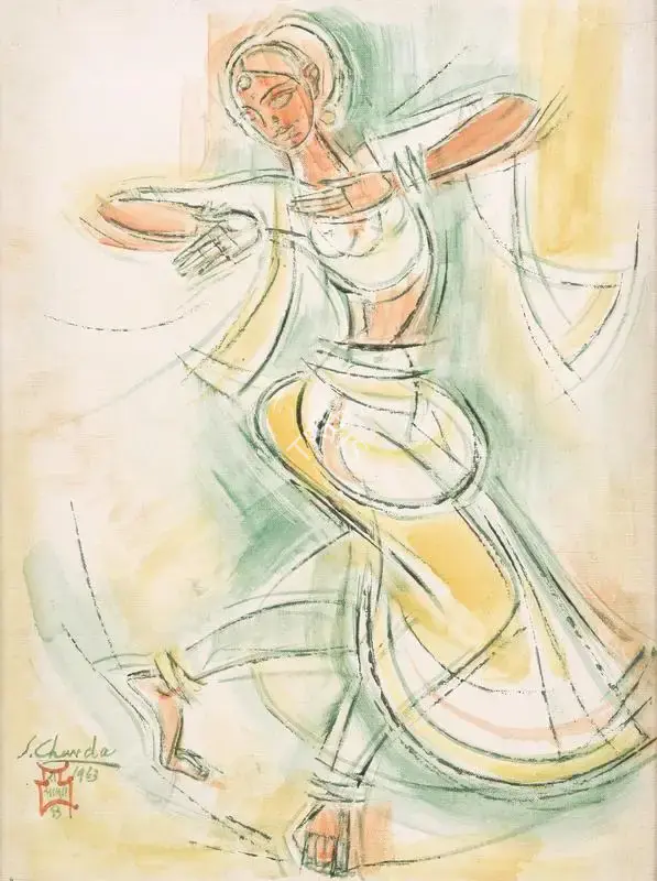 Chavda, Shiavax (Artist). Bharata Natyam Dancer, 1963 | Painting