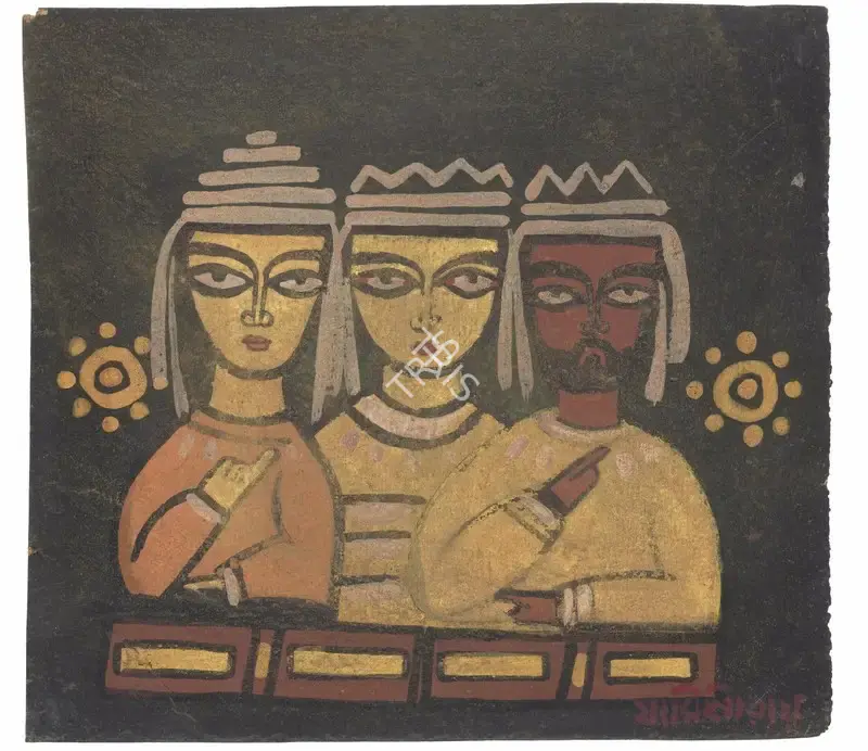 Roy, Jamini (Artist). Untitled (Three Men), n.d. | Painting