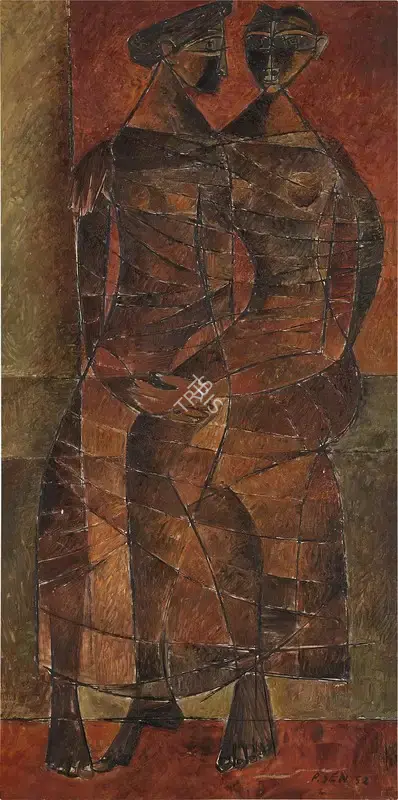 Sen, Paritosh (Artist). Two Sisters. Oil on canvas, 1952 | Painting | FineArts | 00363052