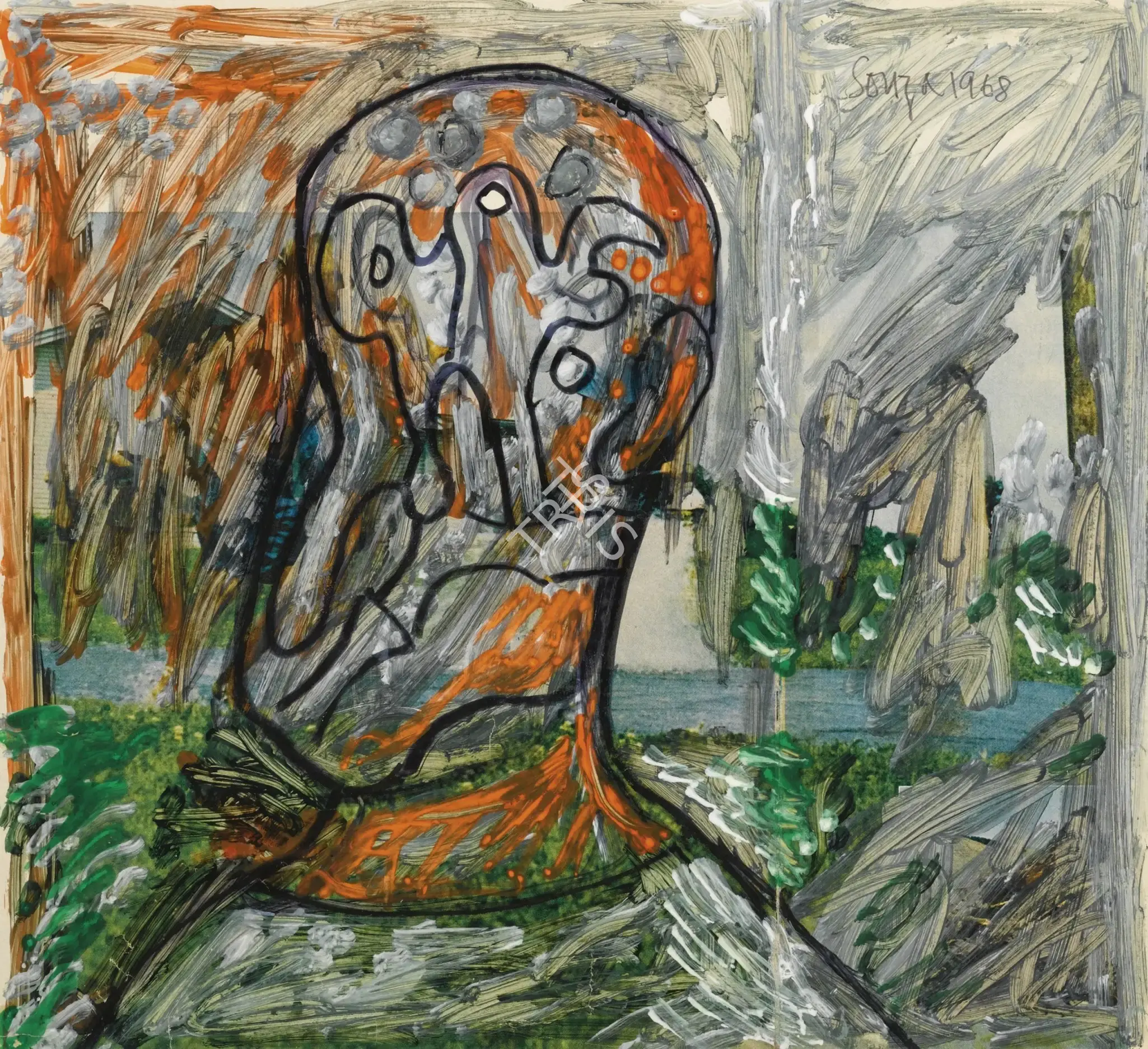 Souza, F.N. (Artist). Untitled (Head), 1968 | Painting