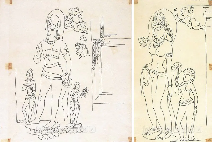 Hebbar, K.K. (Artist). Aurangabad Cave Series (Tara From Cave VII), 1963 | Drawing