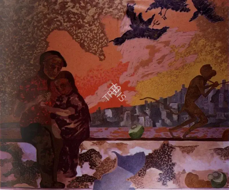 Patel, Gieve (Artist). Lovers at Marine Drive. Acrylic on canvas, 1995 | Painting | FineArts | 00371903
