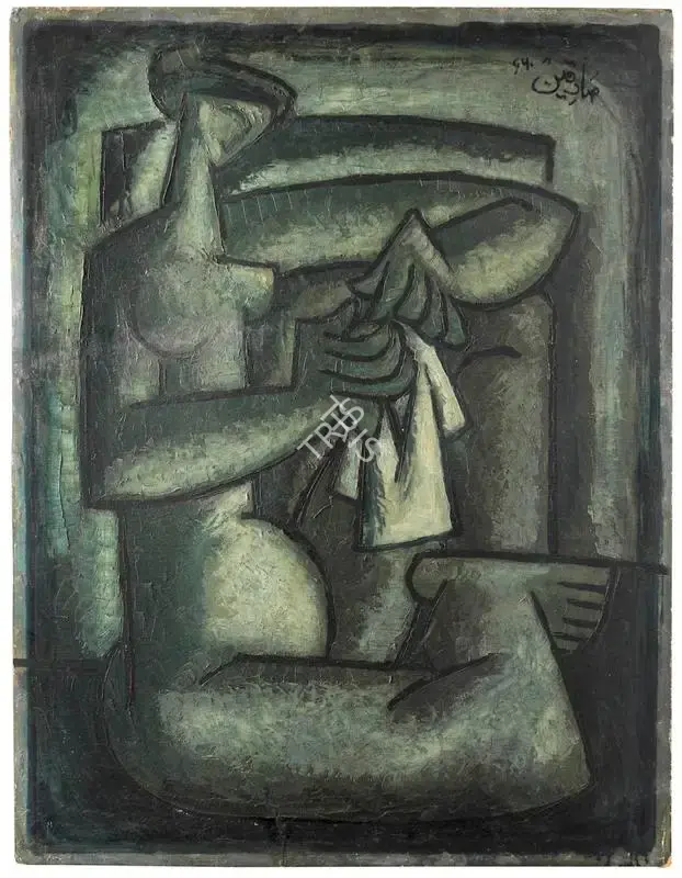 Sadequain (Artist). Untitled (Seated Nude). Oil on board, 1960 | Painting | FineArts | 00335983