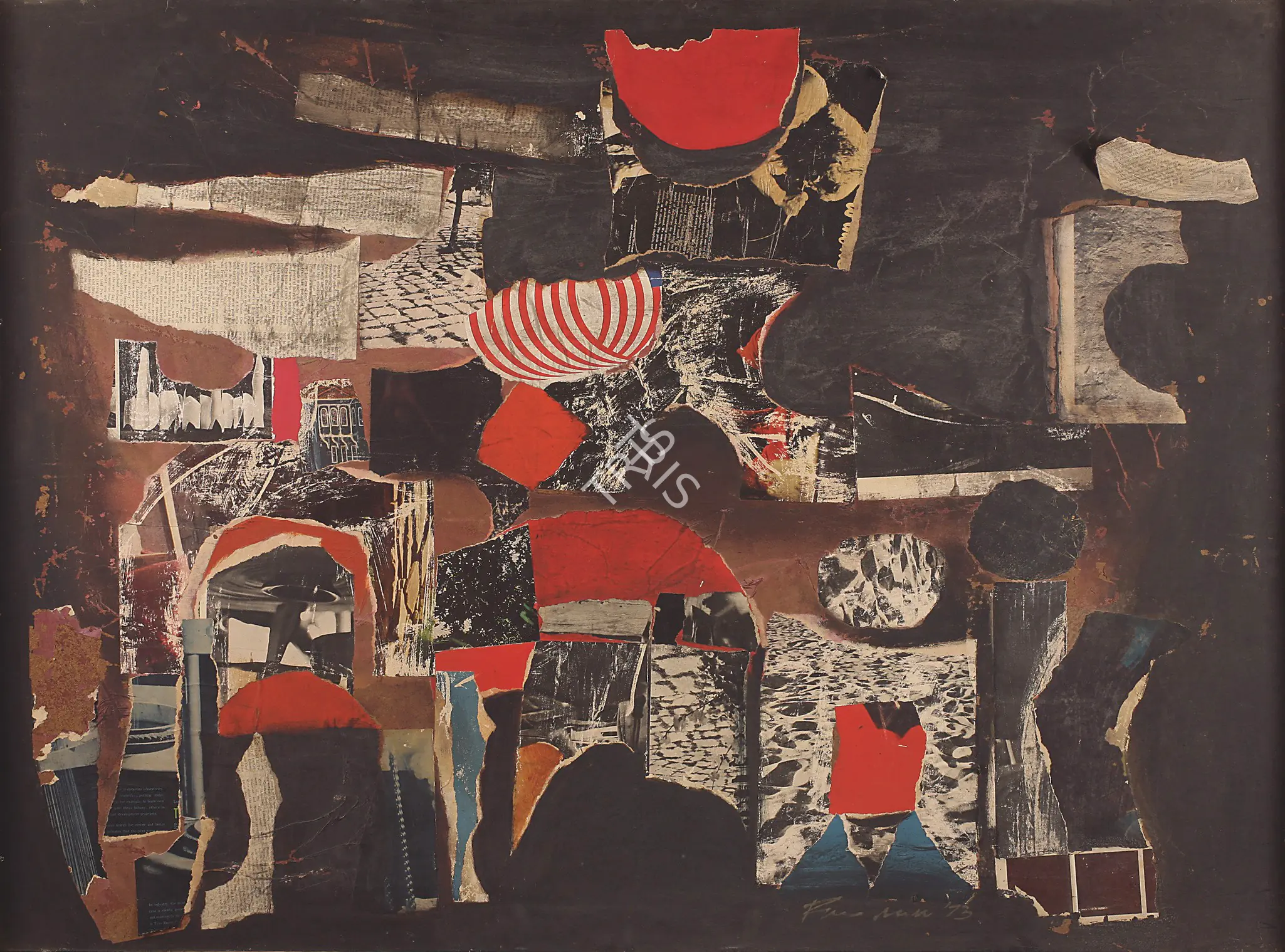 Pasricha, R.N. (Artist). Collage - II. Oil and paper collage on masonite board, 1973 | Painting | FineArts | 00899190