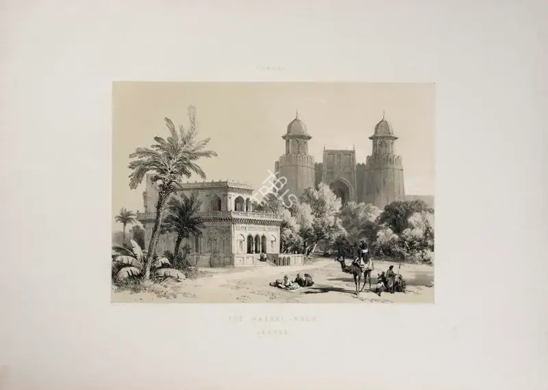 Hardinge, J.D. (Lithographer). The Hazari Bagh, Lahore. Print on paper, circa 1847 | Lithograph, Recollections of India, 1847 | ArcHeritage | 00156322