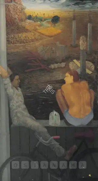 Sundaram, Vivan (Artist). Two Boys Sitting On The Outer Wall (Kalidas & Pandu), 1984-1985 | Painting