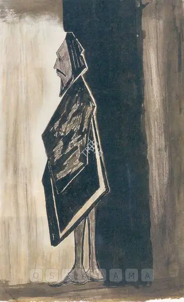 Tagore, Rabindranath (Artist). Portrait. Pencil and black ink on watermarked paper, 1928 | Painting | FineArts | 00599689