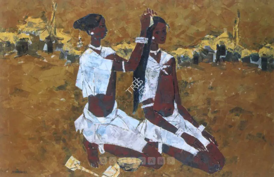 Almelkar, A.A. (Artist). Two Women. Oil on canvas, 1965 | Painting | FineArts | 00898561