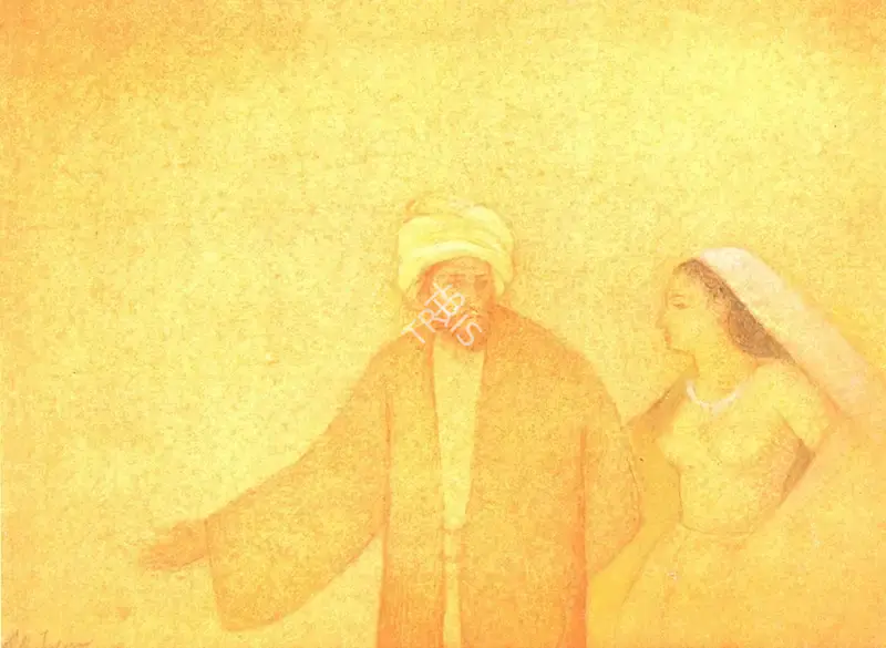 Tagore, Abanindranath (Artist). A Scene from the Omar Kyyam. Watercolour, heightened with bodycolour on paper, n.d. | Painting | FineArts | 00373485