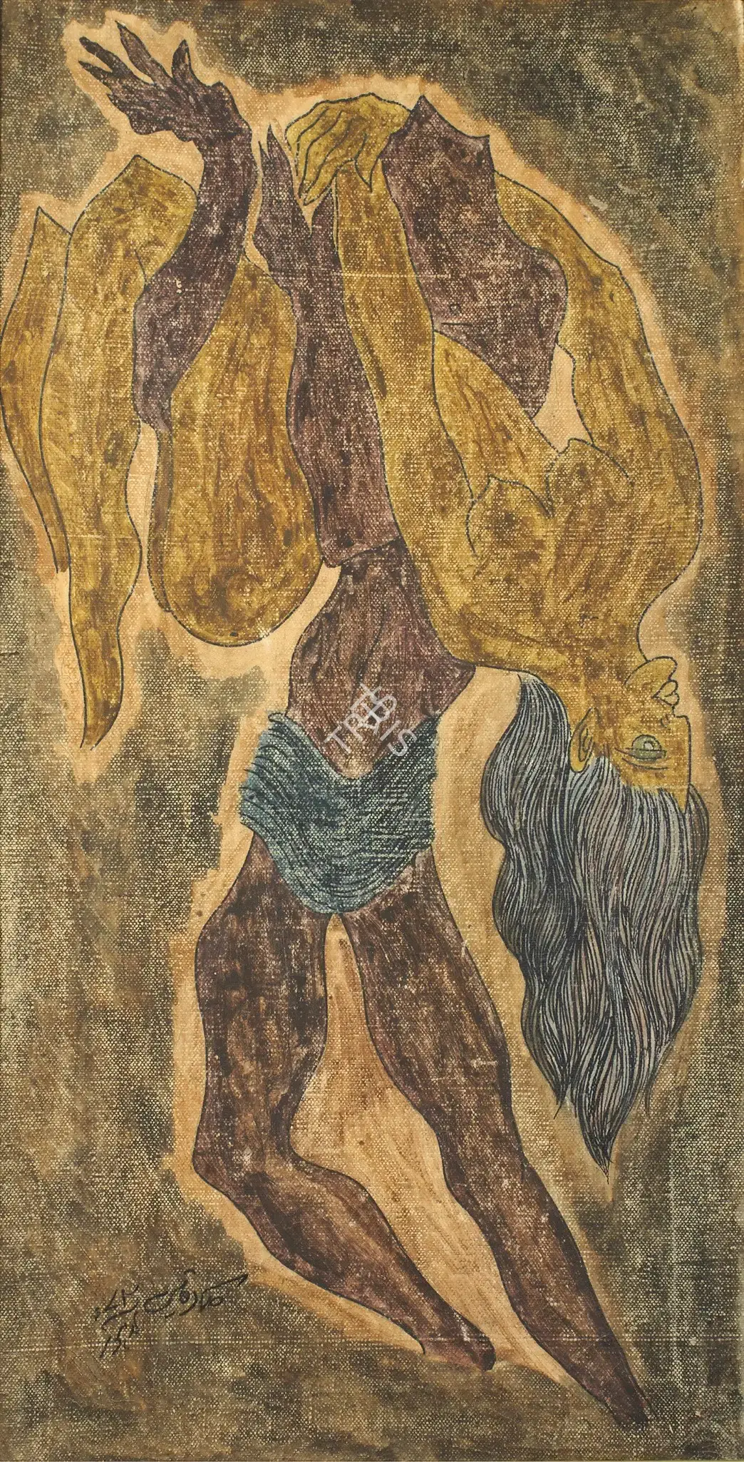 Sadequain (Artist). Woman In The Arms Of A Beheaded Man, 1972 | Painting