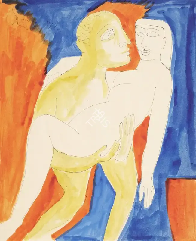 Souza, F.N. (Artist). Untitled (Man carrying Women), 1952 | Painting