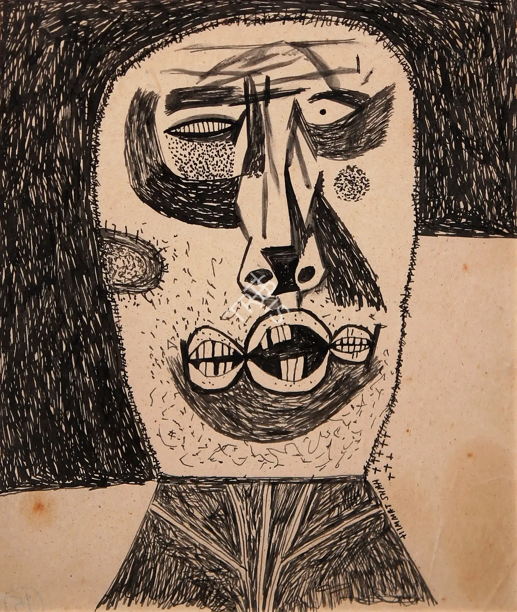 Shah, Himmat (Artist). Untitled. Ink on paper, n.d. | Drawing | FineArts | 00900677