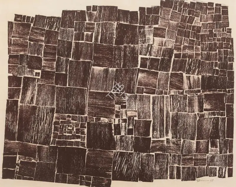 Hashmi, Zarina (Artist). Wall. Relief collagraph on paper, 1969 | Graphic Art | FineArts | 00417610